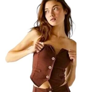 Nwot Free People No Business Here Top Small Brown Cropped